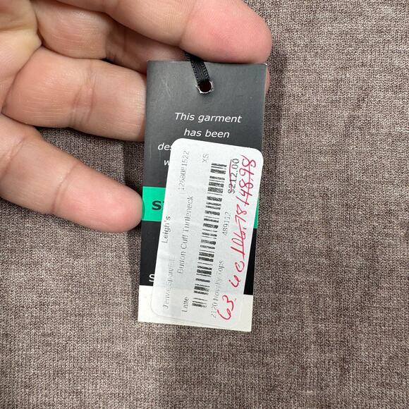 J'envie Womens XS Button Cuff Turtleneck Sweatshirt Brown Pullover Long Sleeves - Picture 7 of 8